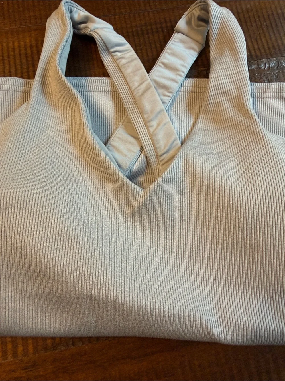 ALO Yoga Light Gray Ribbed Cross-Back Tank Top